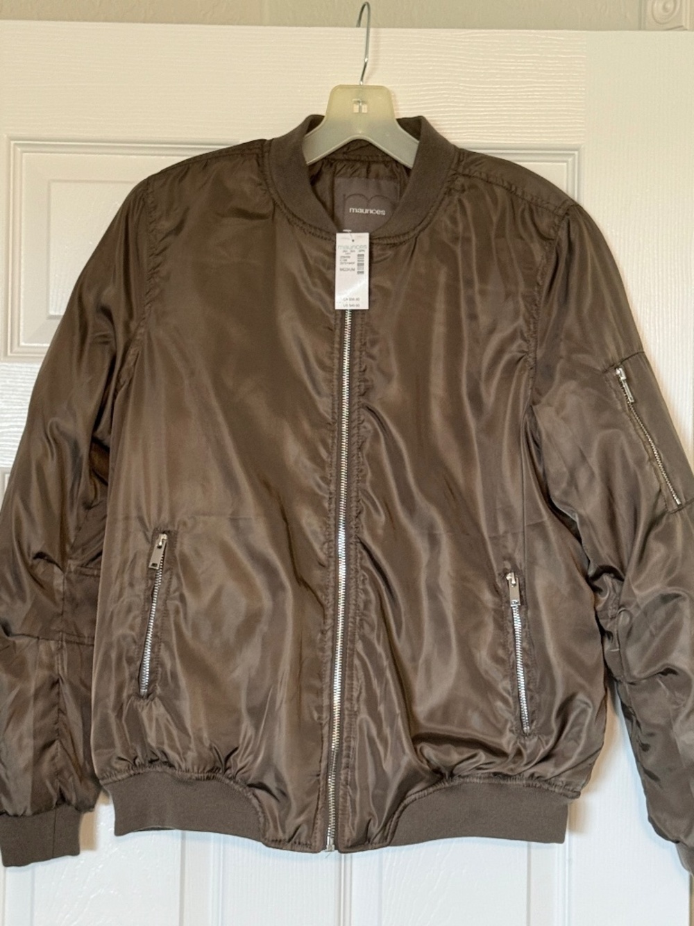 Maurices New olive green lined zippered bomber jacket size medium ladies women